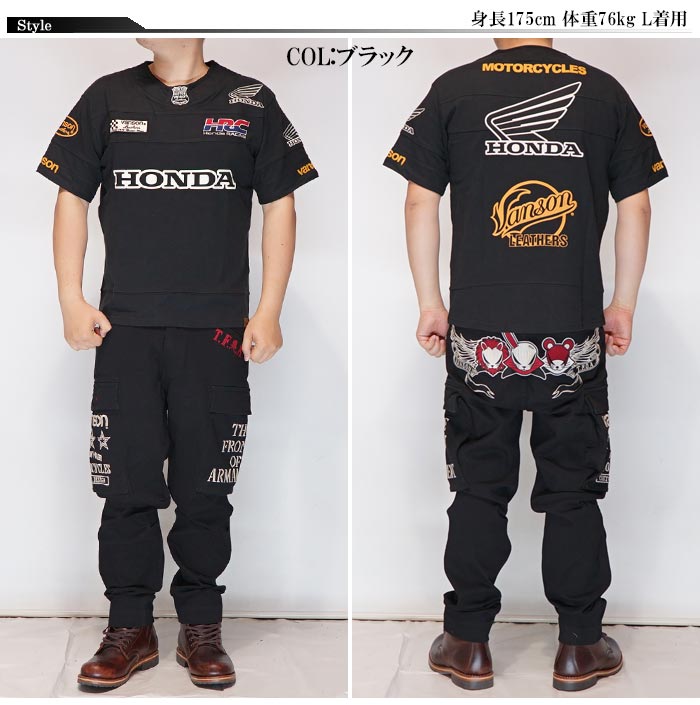 VANSON バンソン ホンダ HONDA コラボ Tシャツ 半袖 メンズ HRV-2401 送料無料 VANSON バンソン ホンダ HONDA コラボ Tシャツ 半袖 メンズ HRV-2401