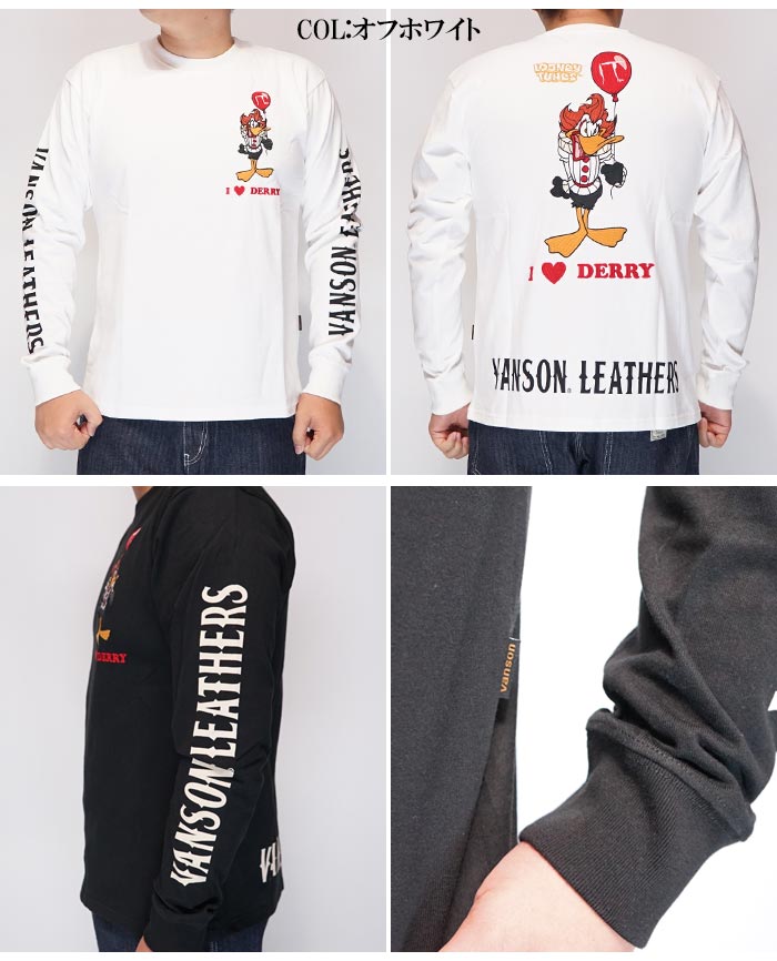 VANSON バンソン ルーニー テューンズ コラボ LOONEY TUNES 刺繍 ロングTシャツ ダフィーダック ペニーワイズ メンズ 100周年記念モデル LTV-2502 送料無料 VANSON バンソン ルーニー テューンズ コラボ LOONEY TUNES 刺繍