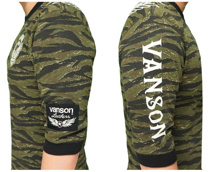 VANSON volume neck Jacket 迷彩 ポリエステル VANSON（バンソン） VANSON Tシャツ 6分袖 メンズ サーマル NVLT-2109