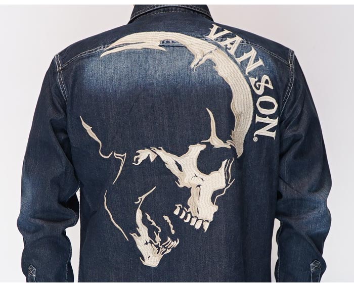 VANSON バンソン メンズ デニムシャツ スカル NVSL-2504 送料無料