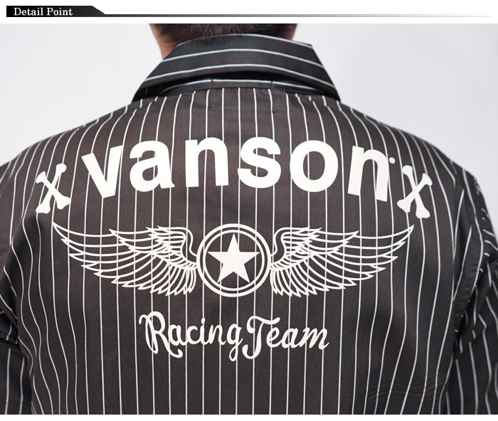 VANSON バンソン 半袖シャツ メンズ ツイル ストライプ ワンスター