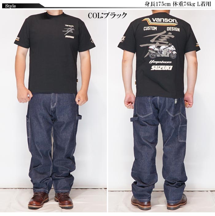 VANSON バンソン スズキ SUZUKI コラボ Tシャツ 半袖 メンズ 隼