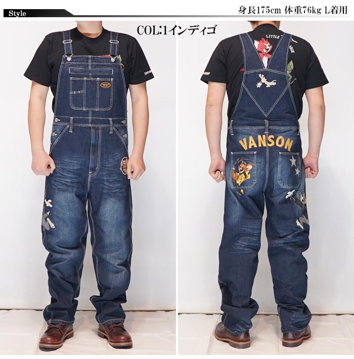 VANSON バンソン トムとジェリー コラボ オーバーオール メンズ デニム