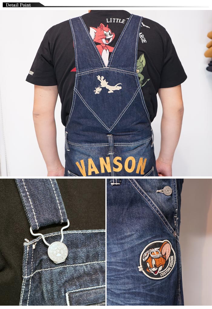 VANSON バンソン トムとジェリー コラボ オーバーオール メンズ デニム