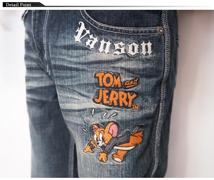 バンソン VANSON トムとジェリー コラボ メンズ 刺繍 ジーンズ デニム