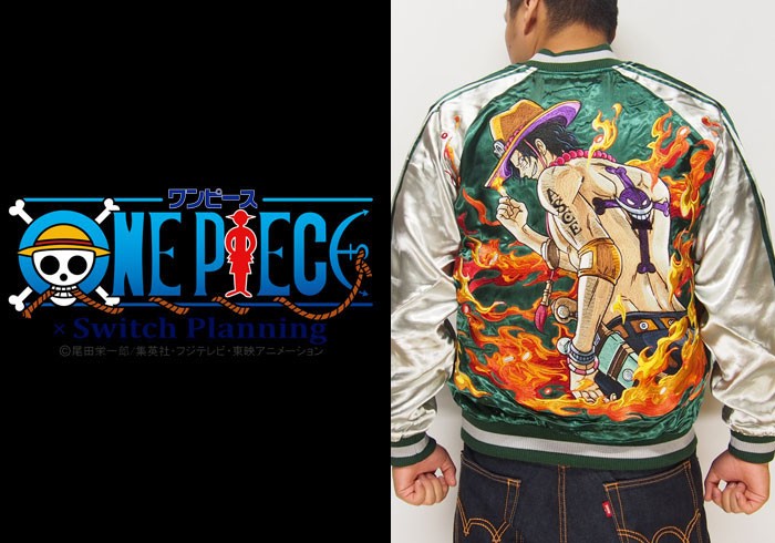 【美品】ワンピース　リバーシブルスカジャン　火拳のエース　Mサイズ 海賊ワンピース[ONEPIECE] 火拳のエース リバーシブルスカジャン/OPSJ