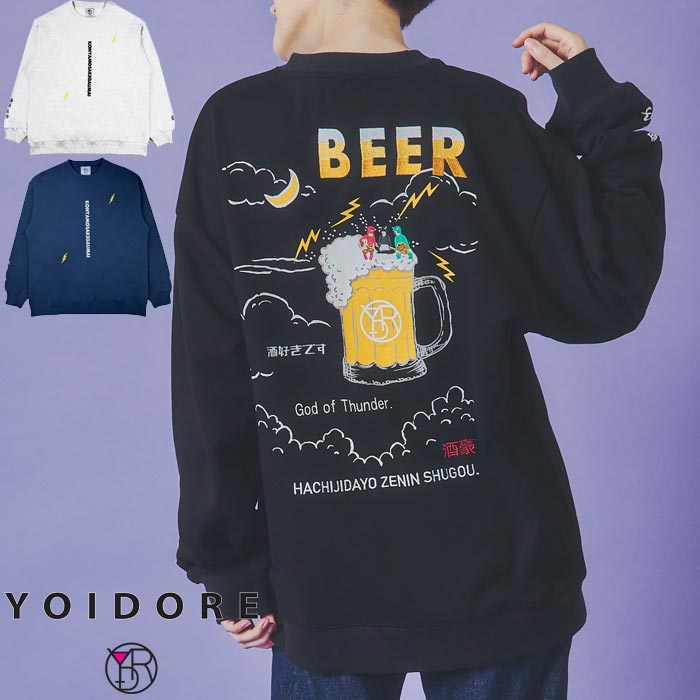 YOIDORE ヨイドレ クルーネックスウェット トレーナーメンズ 雷様