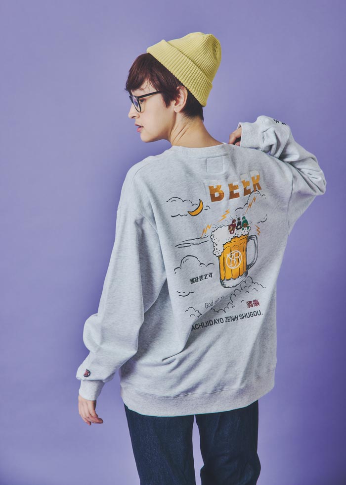 YOIDORE ヨイドレ クルーネックスウェット トレーナーメンズ 雷様