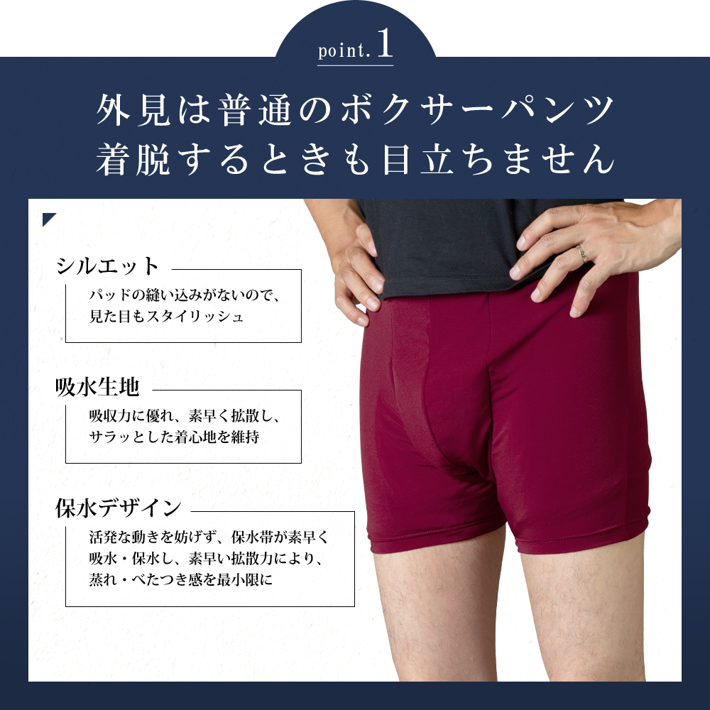 失禁パンツ 男性用 尿漏れパンツ メンズ ボクサーパンツ 大容量タイプ 尿失禁 防水 日本製 吸水パンツ はれパン 80 100cc 5Lサイズ メール便送料無料｜mayfeel｜05