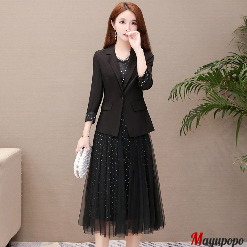 スーツ レディース 大きいサイズ フォーマルワンピース ジャケット ビジネス オフィス ワンピース Ol スーツセット ロングワンピース 2点セット N1enx4hglt ファッション Lasermedica Org