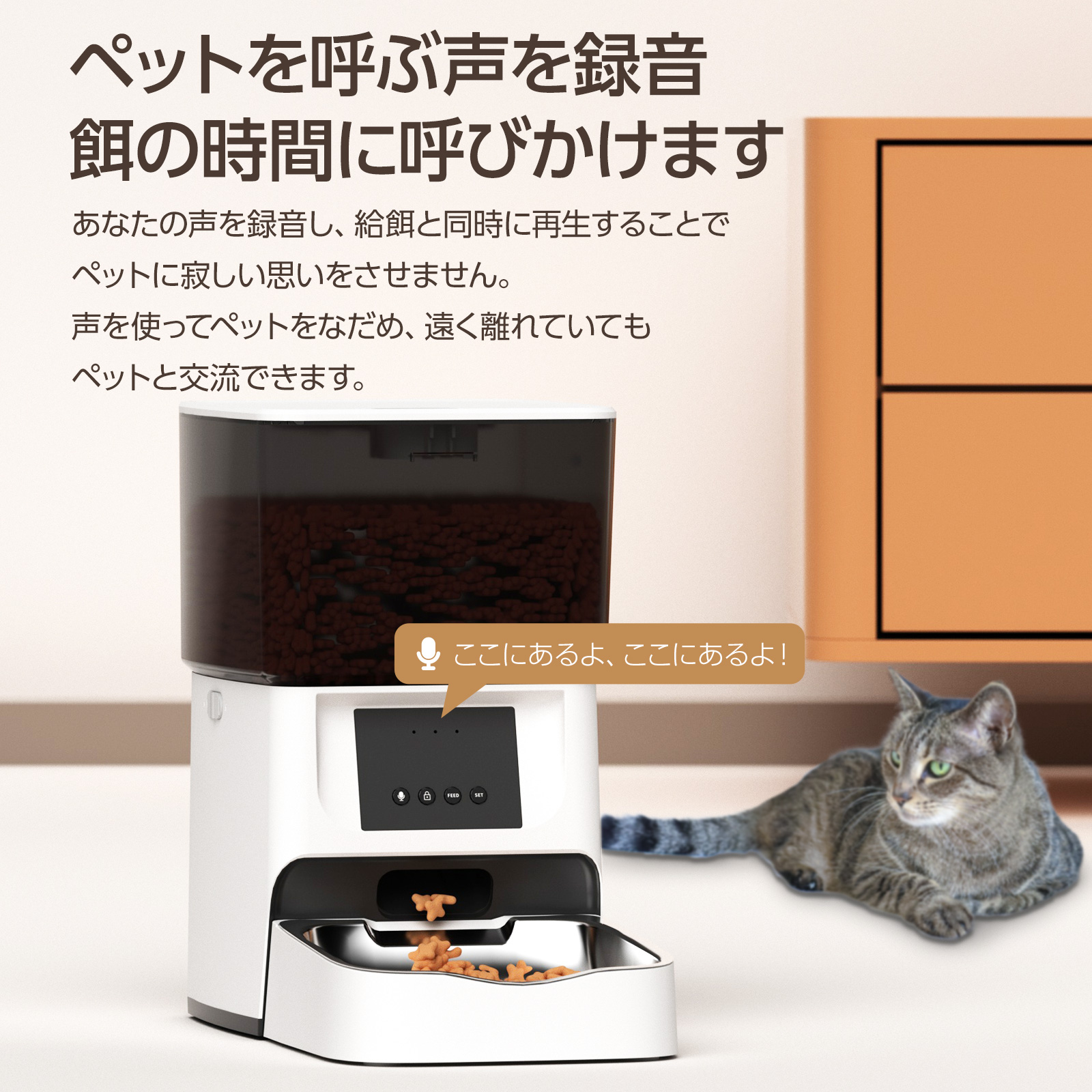 自動給餌器 BLIXIA 猫 犬用 Wi-Fi接続 ペットフィーダー 4L