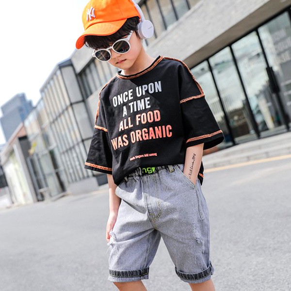 子供服 キッズ セットアップ BIGサイズ ネオンカラー ステッチＴシャツ