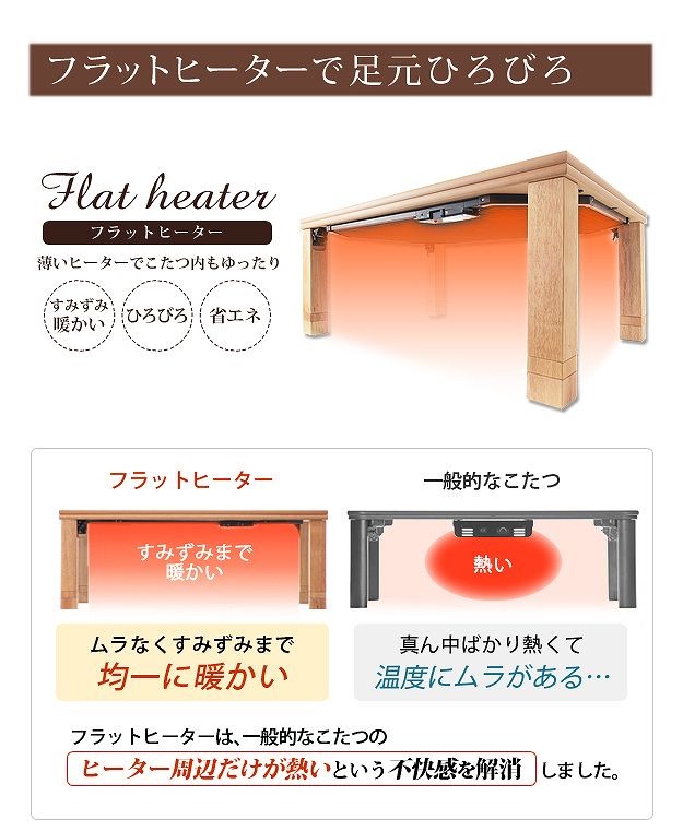 折りたたみ式こたつテーブル 正方形 日本製 高さ4段階調節 フラットローリエ 80×80を激安で販売する京都の村田家具