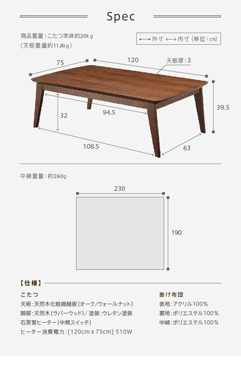 こたつ 長方形 北欧デザインこたつテーブル-イーズ-120x75cm +北欧柄ふんわりニットこたつ布団 2点セット あったか シンプル テレワーク  在宅 i-5700277 :mb-i-5700277:DIYホーム ミューズ - 通販 - Yahoo!ショッピング