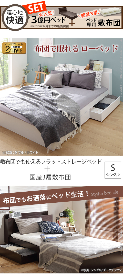 敷布団でも使えるフラットストレージベッド カルバンストレージ