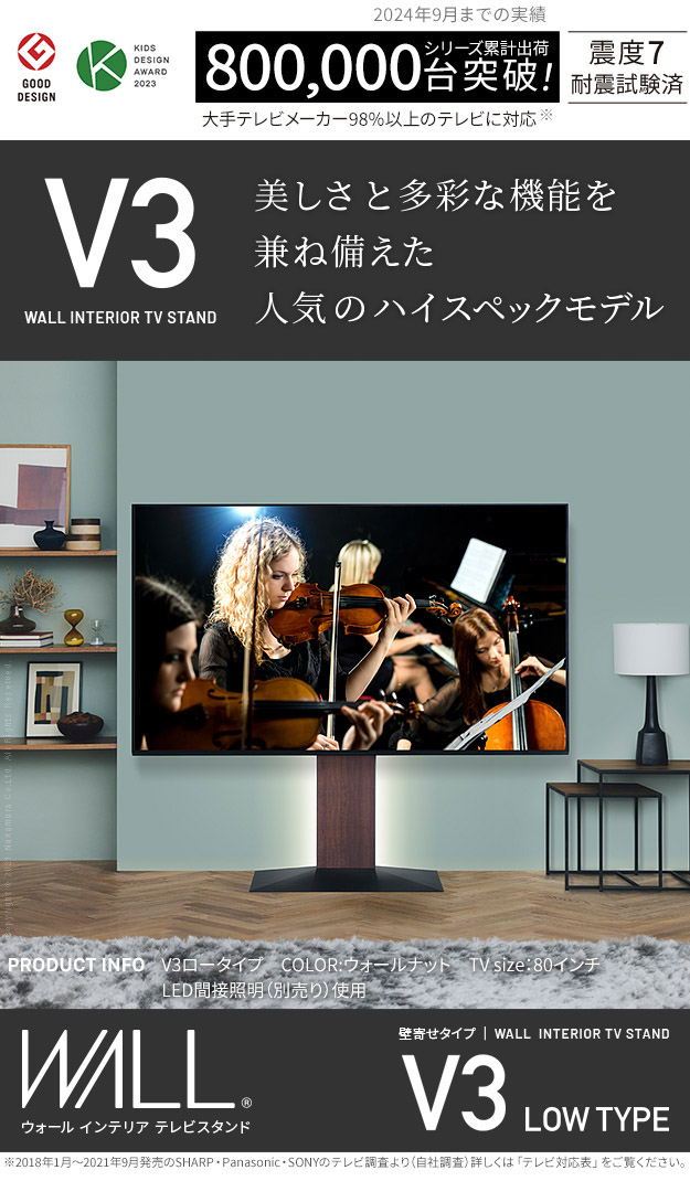 テレビ台 WALLインテリアテレビスタンドV3 ロータイプ 32〜80v