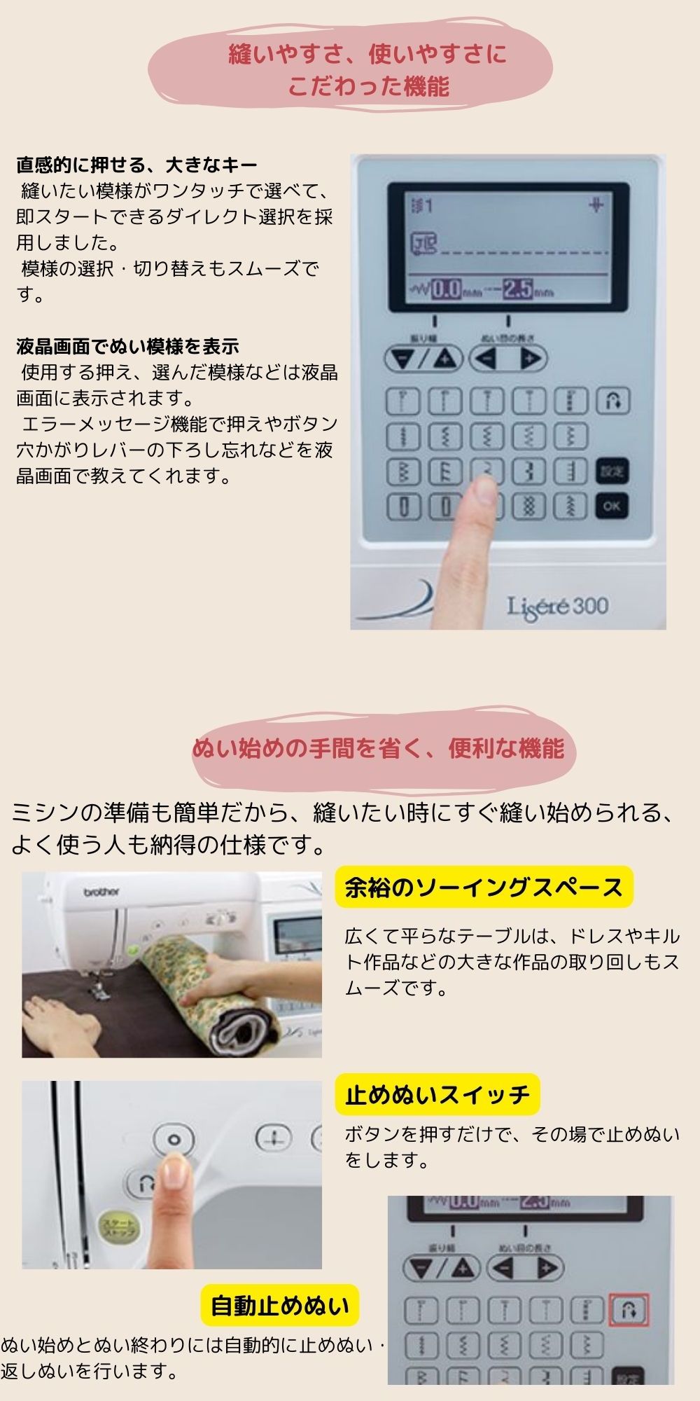 ブラザー コンピューターミシン Lisere300 リゼレ300