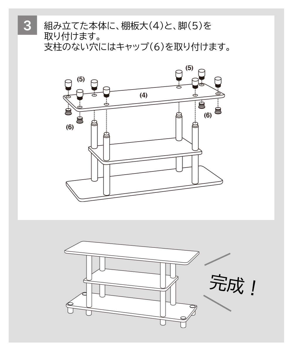 （組み立てかた）ご注意ください 重なり部分の写真