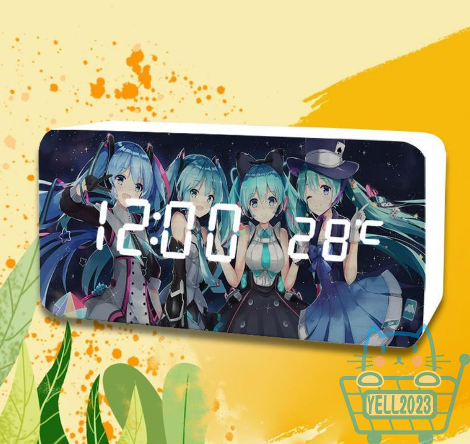 初音ミク 目覚まし時計 スピーカー 置き時計 ミラーデジタル時計 3段階調光 ミラークロック スヌーズ miku 卓上 LED大画面 設置簡単 | ブランド登録なし | 03