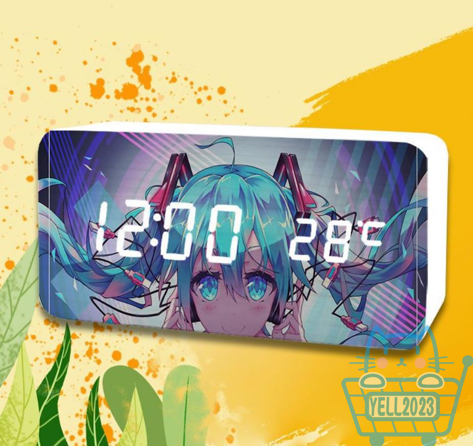 初音ミク 目覚まし時計 スピーカー 置き時計 ミラーデジタル時計 3段階調光 ミラークロック スヌーズ miku 卓上 LED大画面 設置簡単 | ブランド登録なし | 09