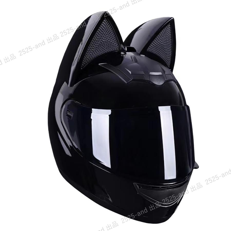 公道使用不可 装飾用フルフェイスヘルメット バイク 猫耳付き 可愛い猫耳バイクヘルメット 日焼け対策 レディース メンズ カッコイイ DOT認証 7色