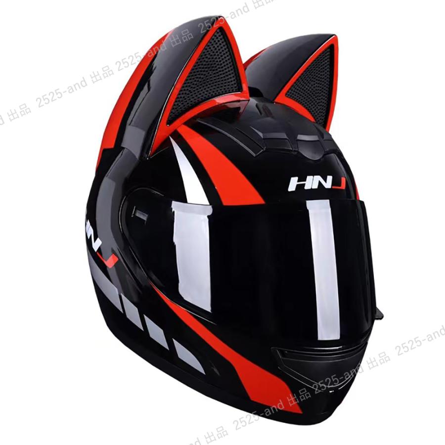 公道使用不可 装飾用フルフェイスヘルメット バイク 猫耳付き 可愛い猫耳バイクヘルメット 日焼け対策 レディース メンズ カッコイイ DOT認証 7色