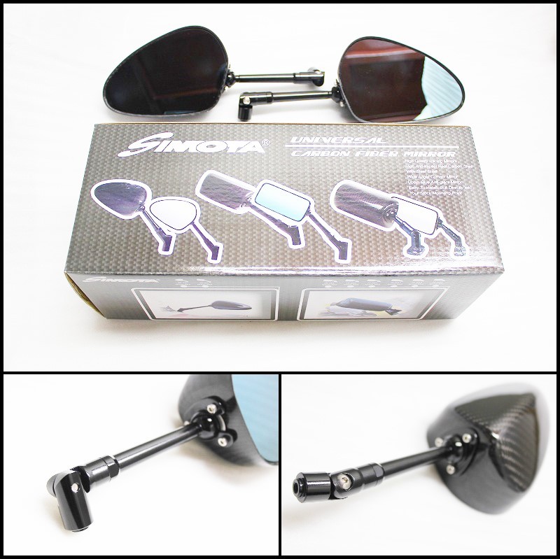 カーボン　ブルーミラー SIMOTA SIMOTA正規品□カーボンバックミラー【135mm・ブルーレンズ】 正ネジ