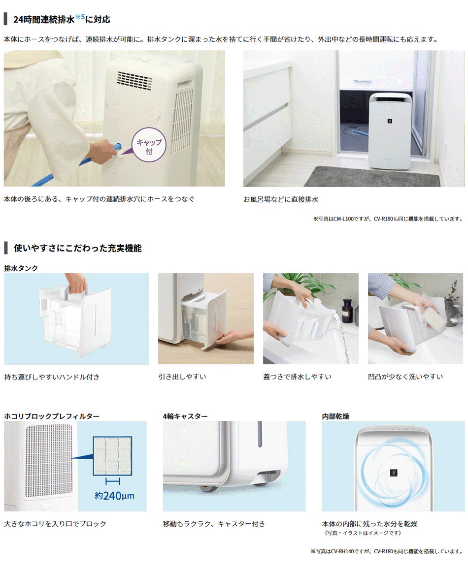 衣類乾燥除湿機 シャープ CV-R180-W [CVR180W] プラズマクラスター7000搭載 コンプレッサー方式 ＊5＊ 除湿能力：18L/日（60Hz）  : kaden-cv-r180-w : ミュージック昭和 - 通販 - Yahoo!ショッピング