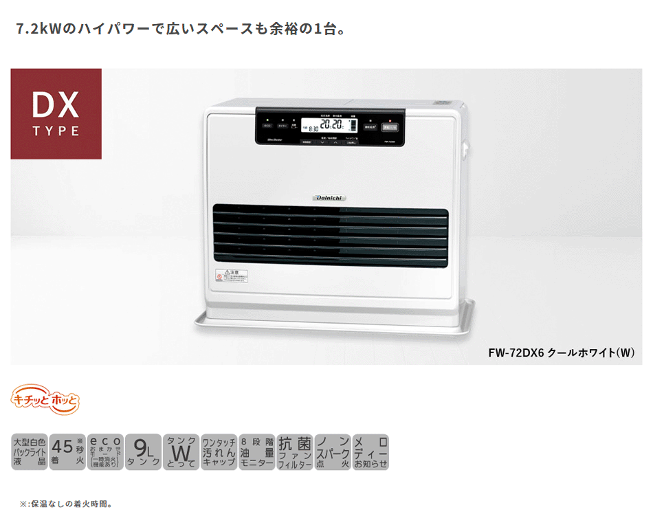 ダイニチ（Dainichi） 石油ファンヒーター DXタイプ FW-72DX6-W