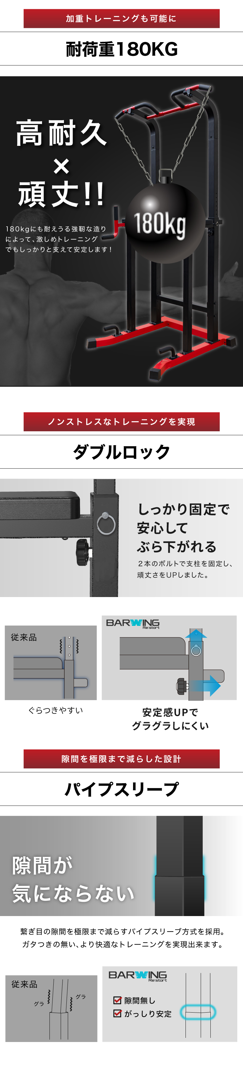 ぶら下がり健康器 可変式チンニングバー 高さ調整8段階 パット搭載