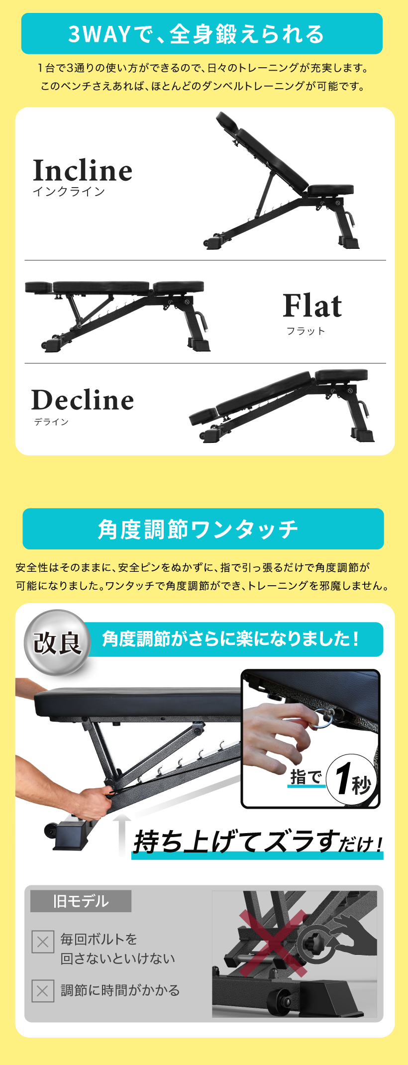 3WAYトレーニングベンチ デクラインベンチ インクラインベンチ