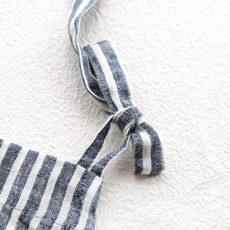 エプロンおしゃれ麻綿リネン無地