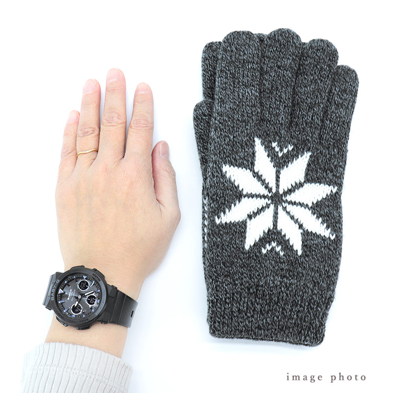 手袋レディース暖かい雪柄