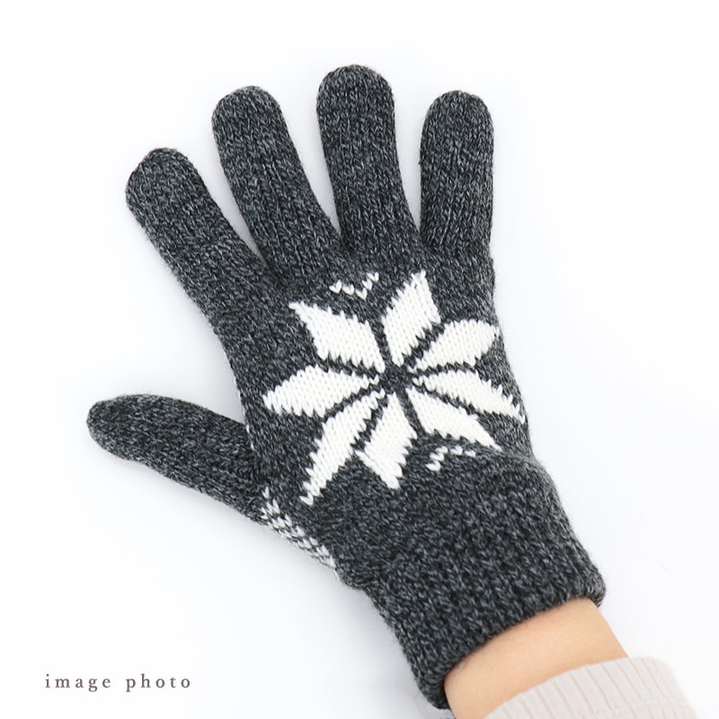 手袋レディース暖かい雪柄
