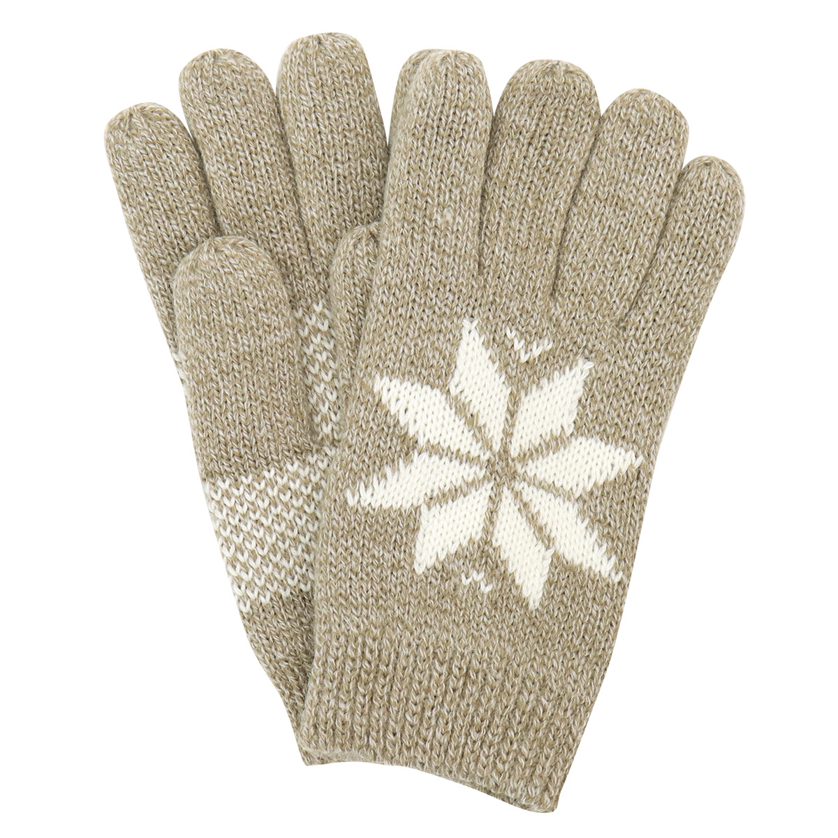 手袋 レディース 防寒 2重 裏起毛 あったか ニット ノルディック 雪柄