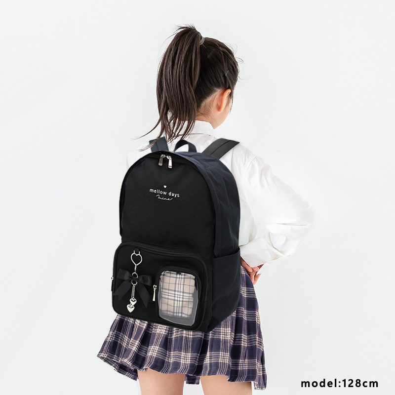 リュックサック女の子キッズジュニア編み上げリボンチャーム推し活押しぬい