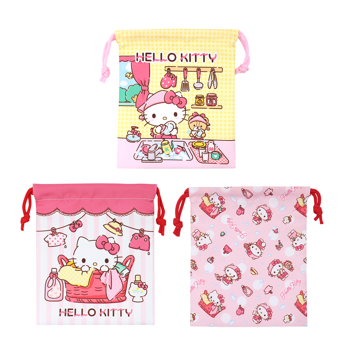 sanrio（サンリオ） 巾着 3枚組 給食袋 コップ袋 女の子 巾着袋 3枚 