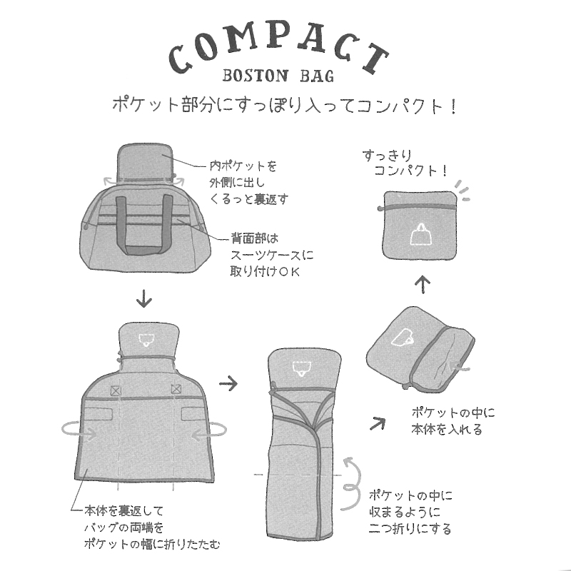 コンパクトボストンバッグ畳める折りたたみキャリーオンスーツケース