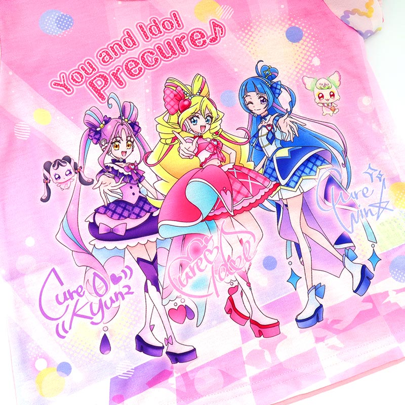 キミとアイドルプリキュア 半袖 Tシャツ 100 110 120 130 キッズ 子供 服 女の子 保育園 幼稚園 小学生 ピンク パープル 子供服 トップス Aライン /メール便可 | BANDAI | 01