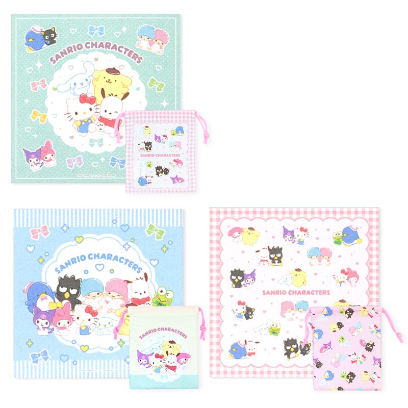 sanrio（サンリオ） 巾着3枚組＋ナフキン3枚組セット すみっコぐらし