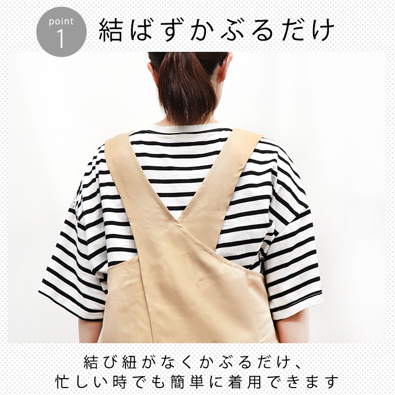 エプロン かぶるだけ ノーアイロン 軽い 撥水...の詳細画像2