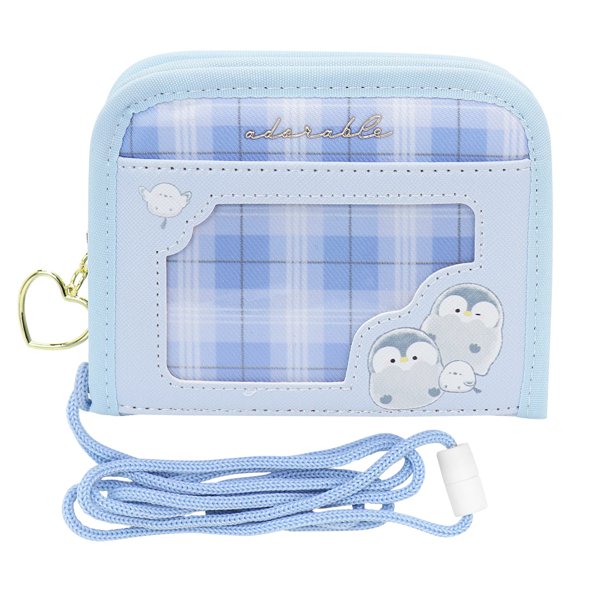 財布 首かけ 女の子 子供 ストラップ 首から下げる ひも付き 紐付 二つ折り 2つ折り 小銭入れ コインケース お札 カード ラクロジ... パープル系/ブルー系/ベージュ系