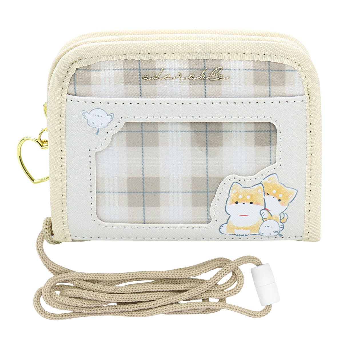 財布 首かけ 女の子 子供 ストラップ 首から下げる ひも付き 紐付 二つ折り ２つ折り 小銭入れ コインケース お札 カード  送料無料（一部地域除く）ラクロジ