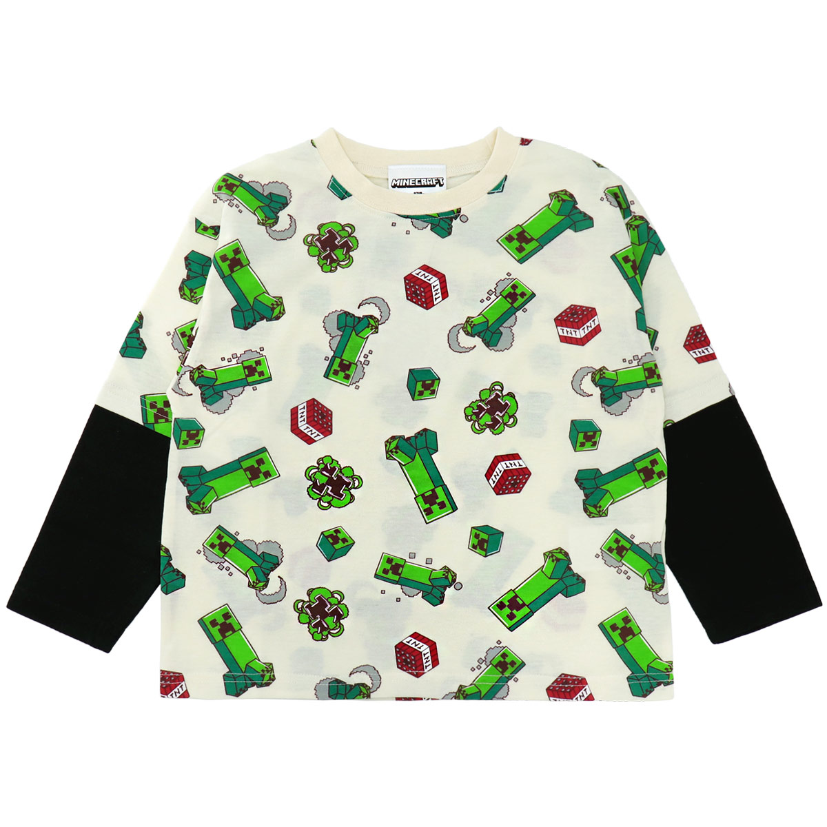 マインクラフト 長袖 Tシャツ 総柄 ロングTシャツ 120 130 140