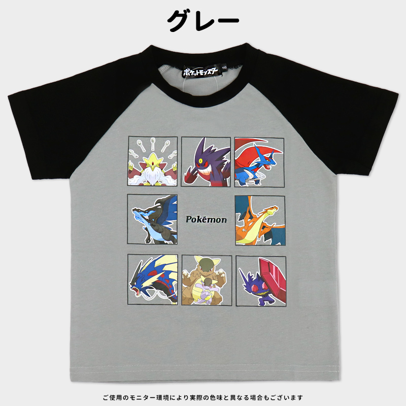 ポケモン メガシンカ集合柄 ラグラン Tシャツ 半袖 110 120 130