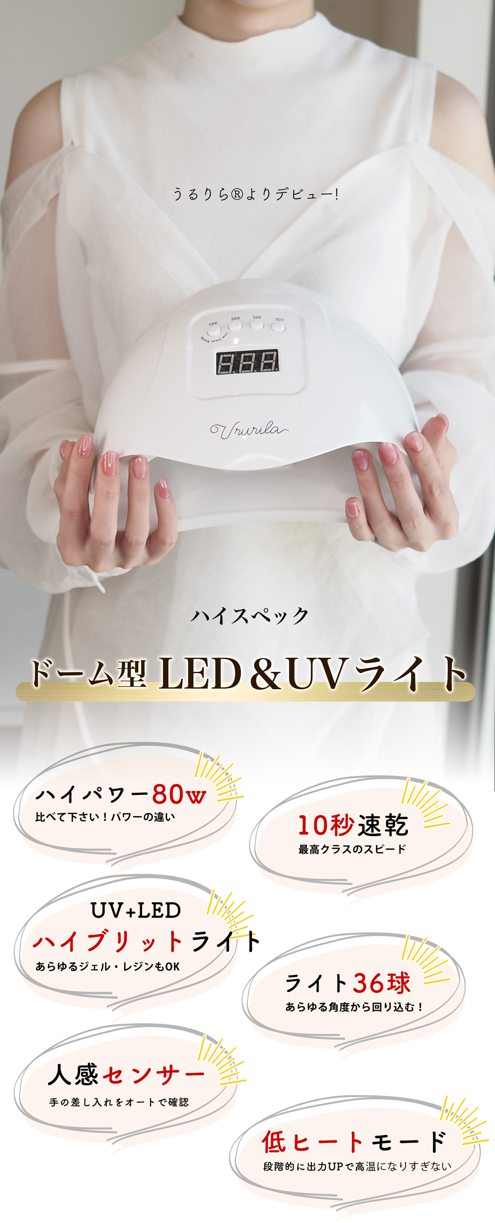 ジェルネイル ライト LED UV ネイルライト ジェルネイルシール 硬化 硬化タイプ ブラック うるりら公式 [nl1732] |  | 02