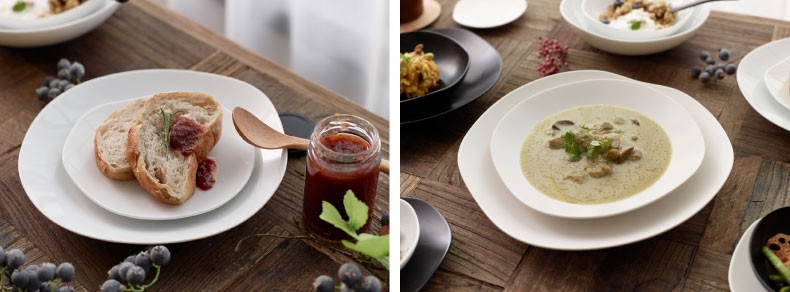 白釉ロックプレート（中）4皿セット 白釉ロックプレート（中）4皿セット