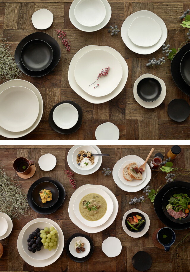 feuille 4点 皿セット グロスホワイト 日本製 艶あり プレート 食器