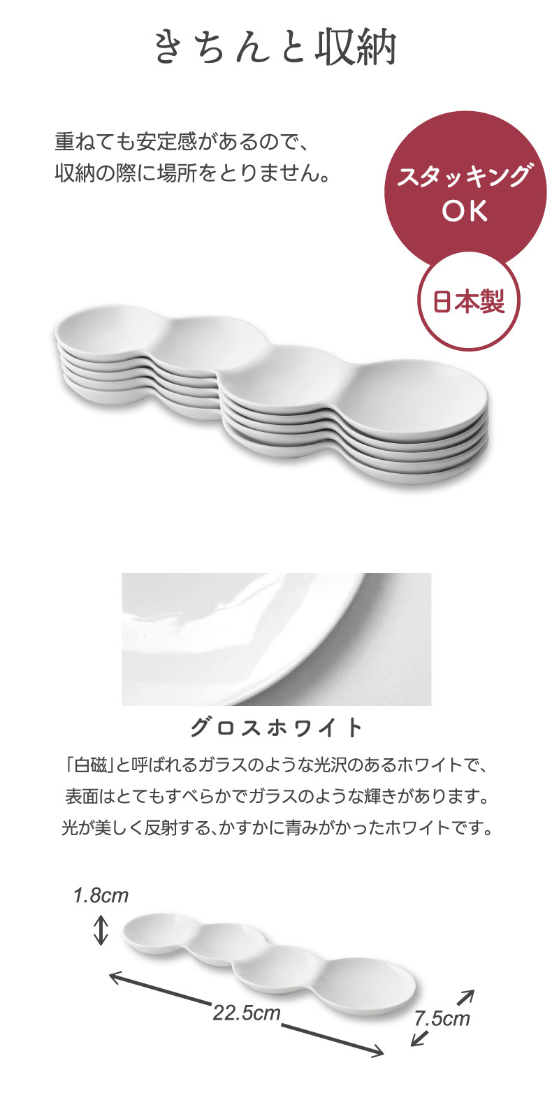 仕切り皿 おしゃれ お皿 食器 グロスホワイト 艶あり savone 4連仕切り