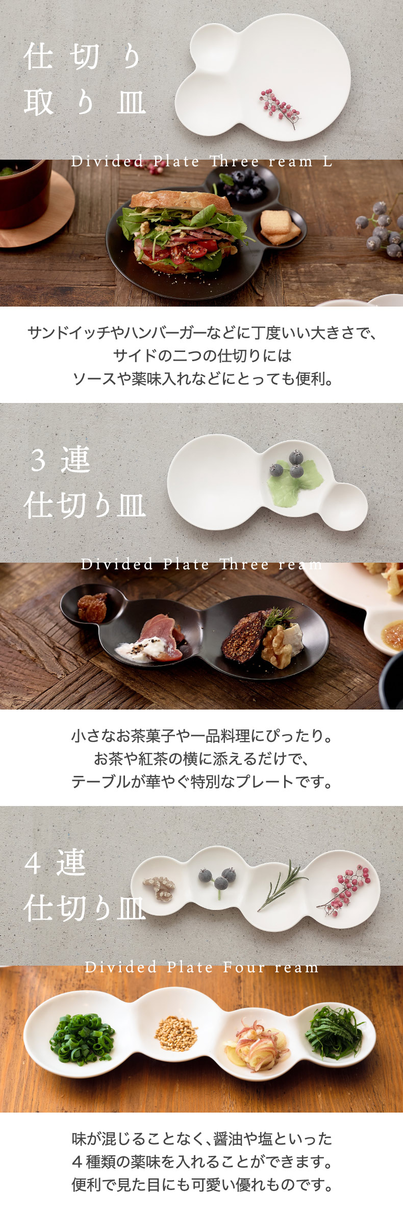 savone 仕切り皿 陶器 3点セット 食器セット ギフト おしゃれ 日本製